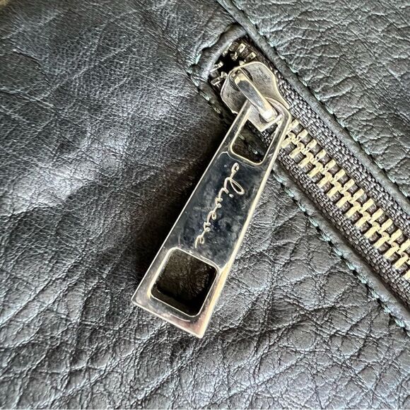 OLIVEVE Soft Leather Fold Over Clutch Sneak-skin Printed Black and Bone Color. - Picture 6 of 9